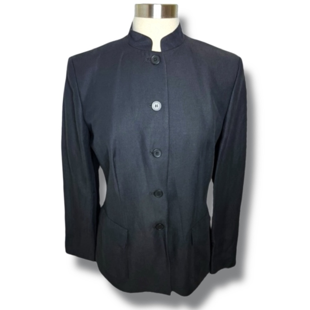 Ann Taylor Linen Blend Banded Collar Blazer